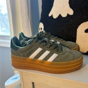 Adidas Gazelle Olive and White Women’s Sneakers